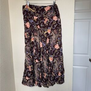 Vintage Flowy Floral Paisley Maxi Skirt